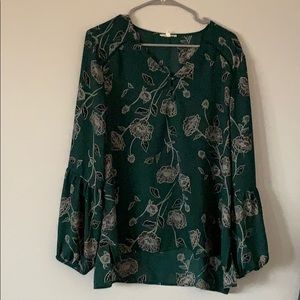 Maurices green floral blouse